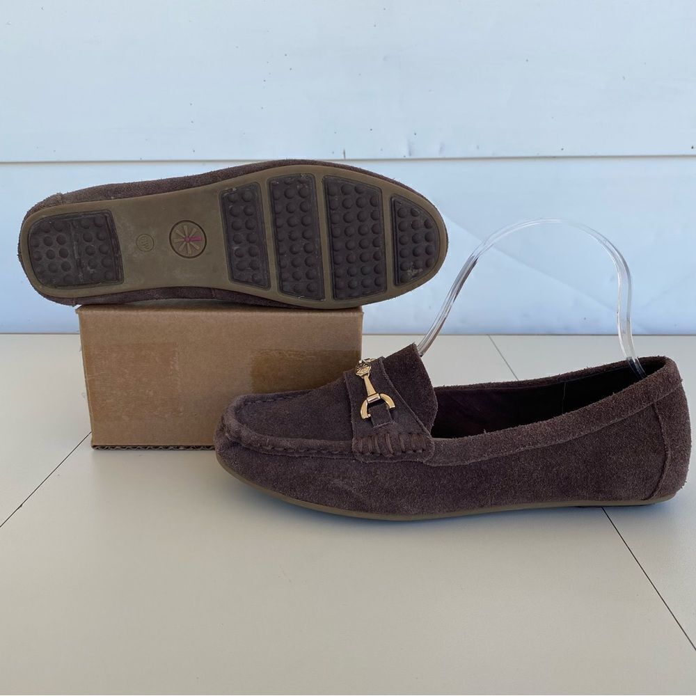 Isaac Mizrahi Live! Slip On Moccasins Shoes Brown Gold Women’s Size 6.5